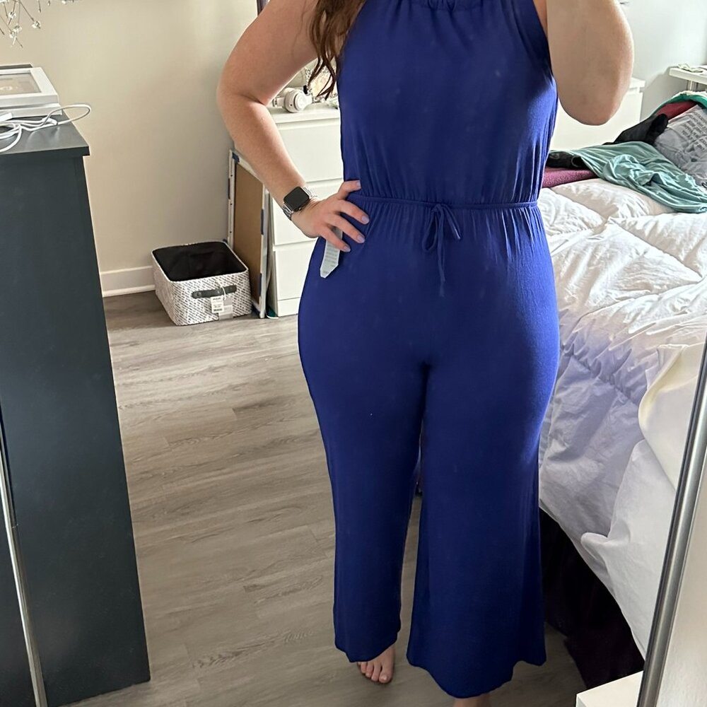 New with Tags Nordstrom The Vanity Room Halter Neck Jumpsuit Cobalt Blue Small